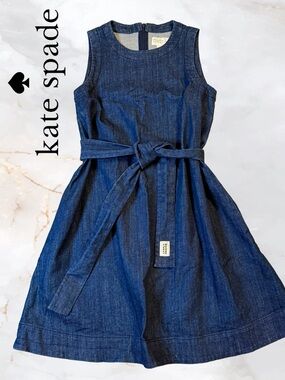 Kate Spade New York Broome St Denim Mini Dress with Optional Belt & Pockets XXS